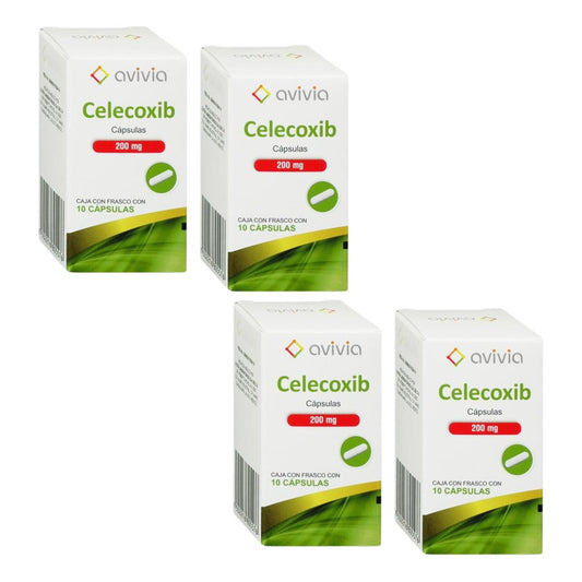 Celecoxib 200 Mg 4 Cajas 10 Cápsulas C/u Avivia Pharma