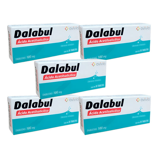 Dalabul Ácido Acetilsaliscilico 100mg 5 Cajas 30 Tabs Avivia