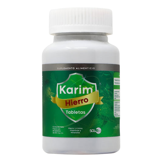 Karim Hierro Frasco Con 60 Tabletas 550 Mg C/u Solar Medical Sin Sabor