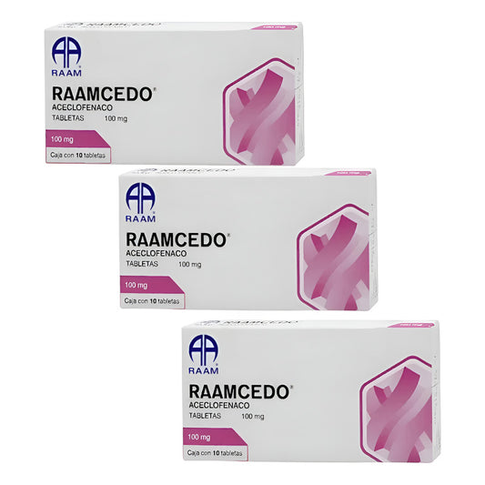 Raamcedo Aceclofenaco 100 Mg 3 Cajas Con 10 Tabletas C/u