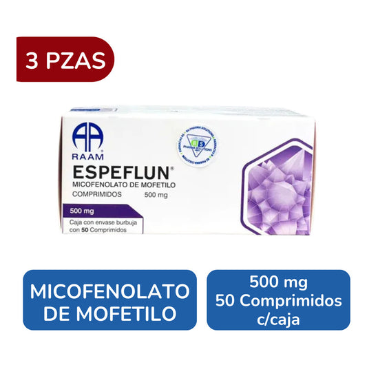 Espeflun Micofenolato Mofetilo 500mg 3 Cajas 50 Tabs Raam,