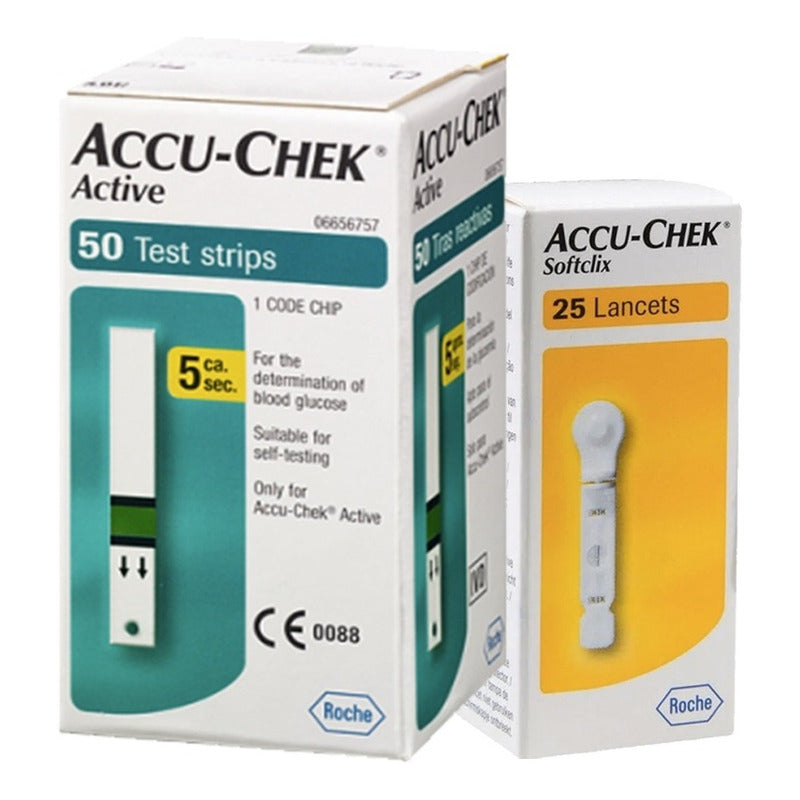 Accu-chek Paquete Active 50 Tiras Y 25 Lancetas P Glucometro