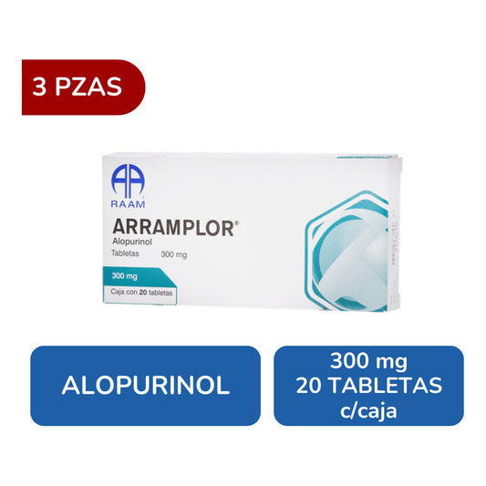 Arramplor Alopurinol 300 Mg 3 Cajas 20 Tabletas C/u Raam