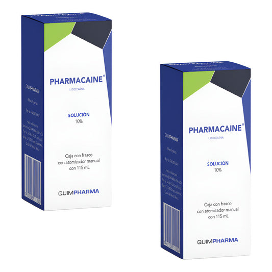 Pharmacaine Solución 10% 2 Frascos De 115 Ml Con Atomizador