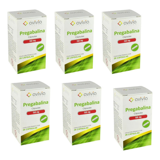 Avivia Pregabalina 150mg 6 Frasco Con 28 Capsulas Cada Uno