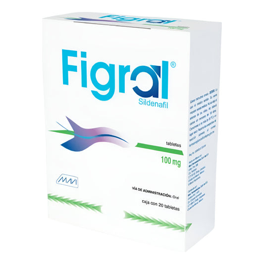 Figral Sildenafil 100 Mg 20 Tabletas Mavi