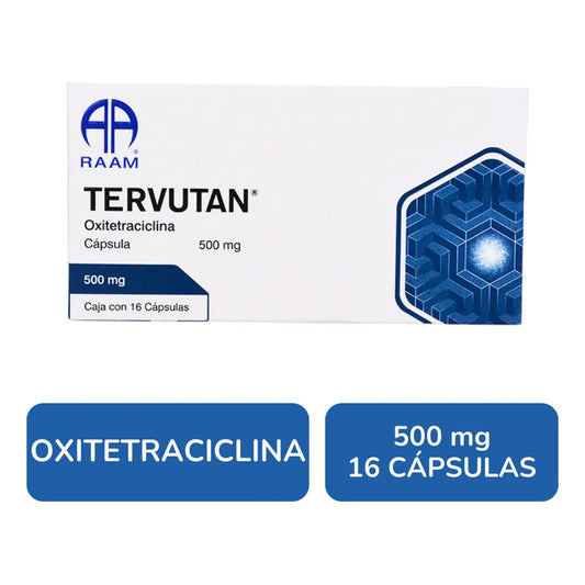 Tervutan Oxitetraciclina 500 Mg Caja Con 16 Cápsulas