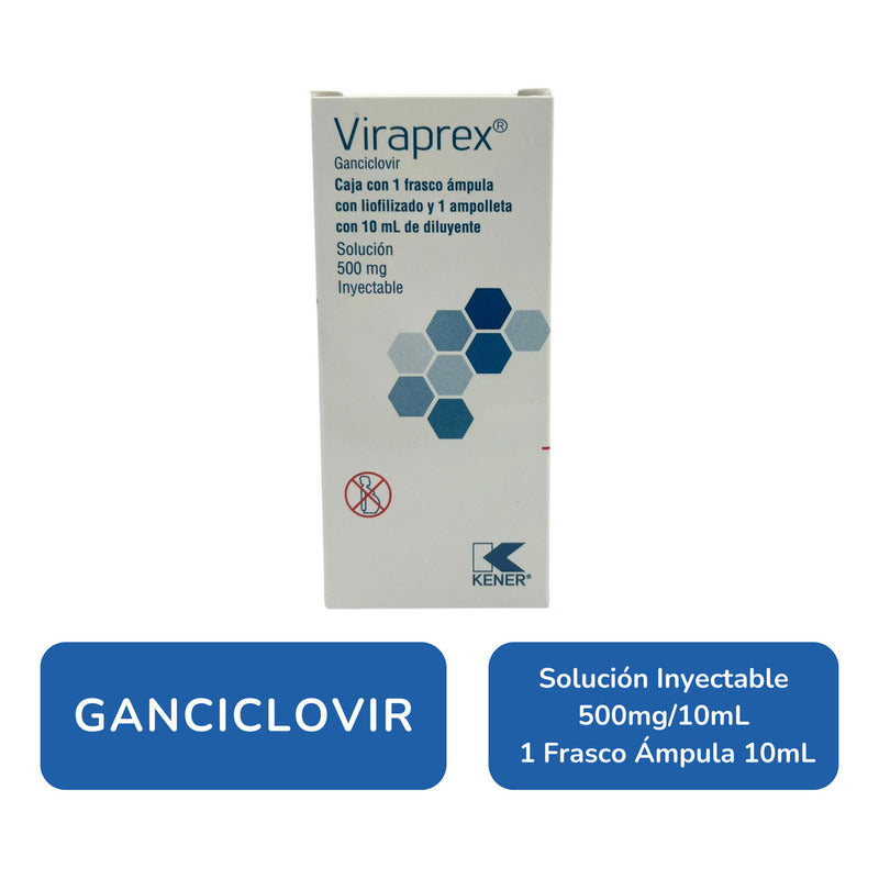 Viraprex Ganciclovir Solución 500mg/10ml 1 Frasco Kener