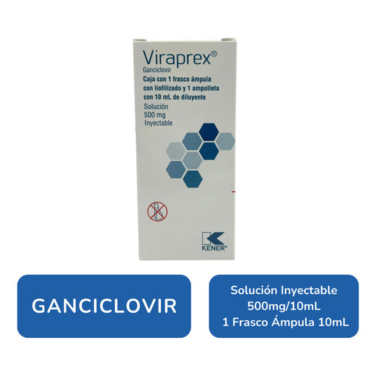Viraprex Ganciclovir Solución 500mg/10ml 1 Frasco Kener