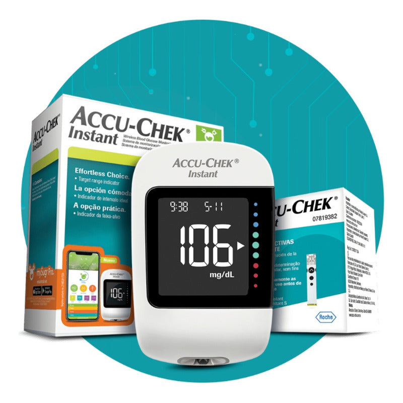 Glucometro Accu-check Instant Kit Con 50 Tiras Y 25 Lancetas Verde