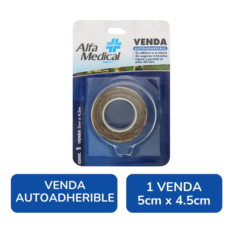 Venda Autoaherible 5 Cm X 4.5 M Color Camuflaje Alfa Medical Camuflaje