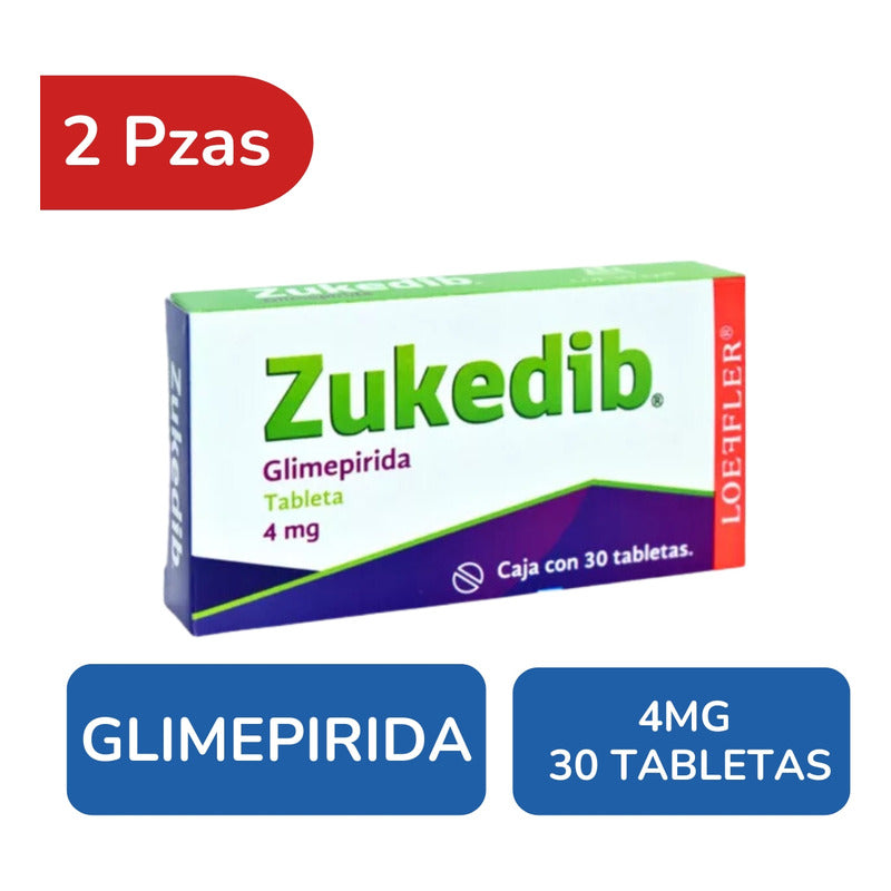 Zukedib Glimepirida 4 Mg 2 Cajas Con 30 Tabletas C/u