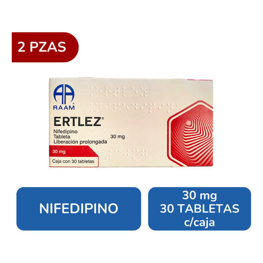 Ertlez Nifedipino 30 Mg 2 Cajas Con 30 Tabletas C/u Raam