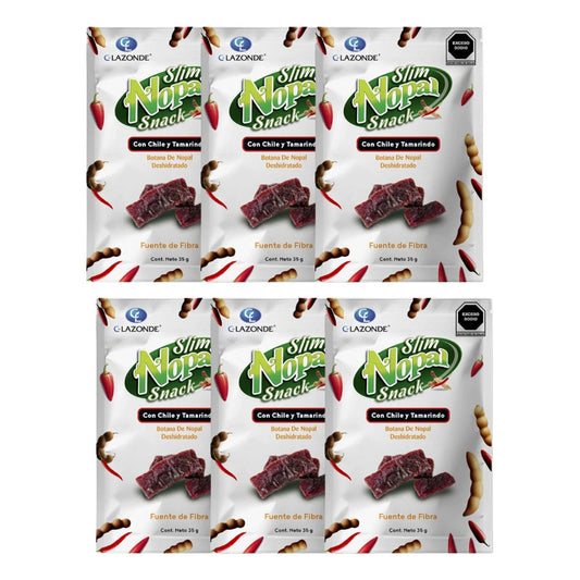 Slim Nopal Snack Chile Y Tamarindo 6 Bolsas Con 35g C/u