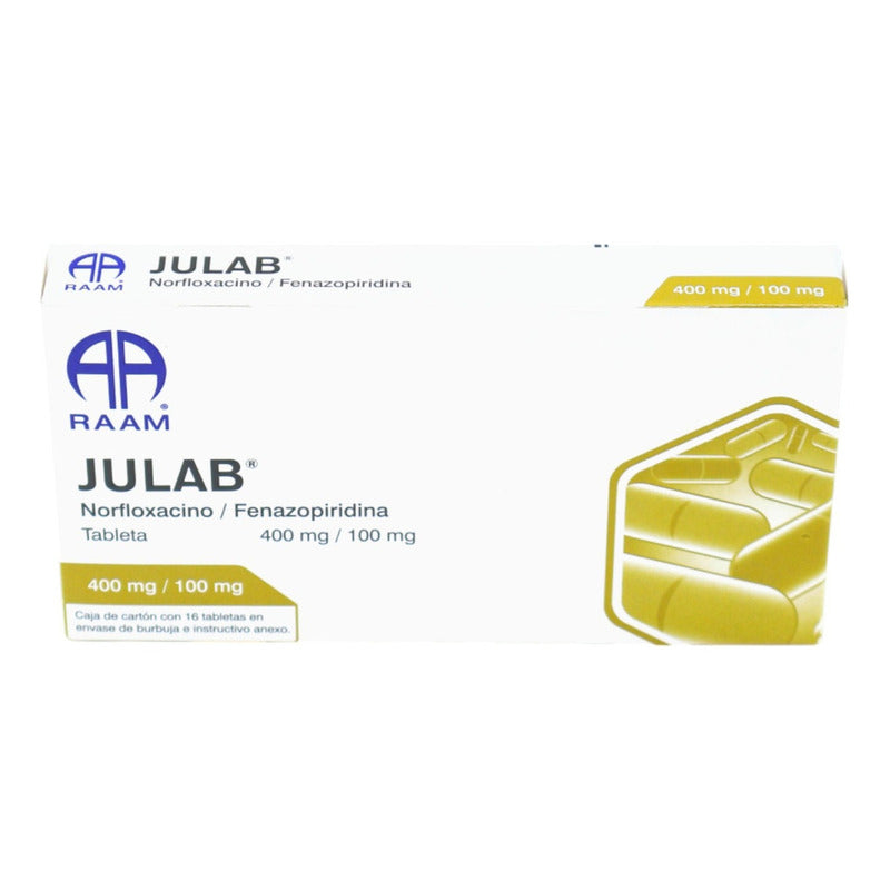 Julab Norfloxacino Fenazopiridina 400mg/100mg , 16 Tab-raam