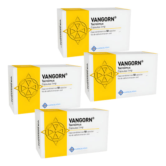 Vangorn Tacrolimus 1 Mg 4 Cajas 50 Cápsulas C/u Vanquish