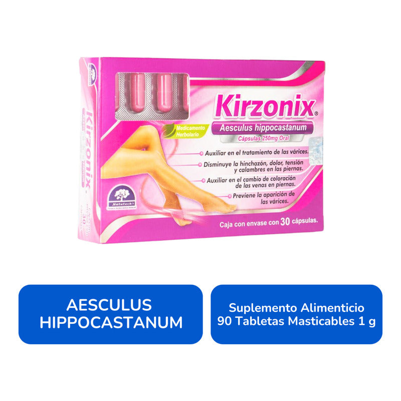 Kirzonix Aesculus Hippocastanum 250 Mg 30 Cápsulas Natutech Sin Sabor