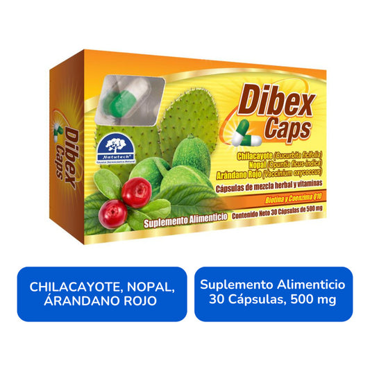 Dibex Caps 30 Caps 500mg Chilcayote / Nopal Natutech N/a