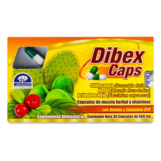 Dibex Caps 30 Caps 500 Mg Vitamina C Zinc Chilcayote Nopal Sabor N/a