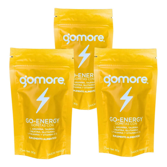 Gomore Go-energy Creatina, Glutamina, Arginina 3 Bolsas 90g Sabor Mango