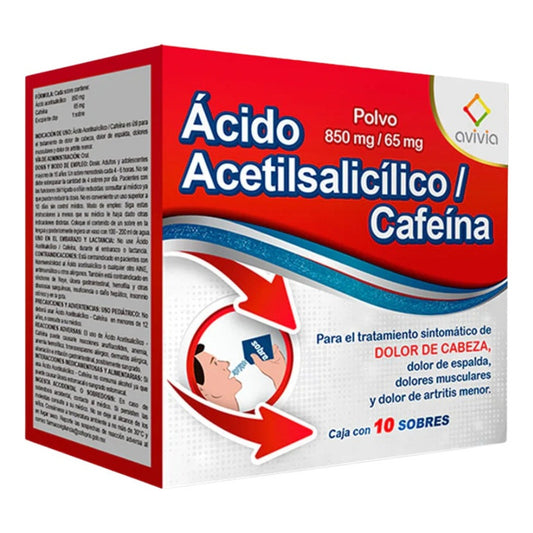 Ácido Acetilsalicílico / Cafeína 580mg/65mg 10 Sobres Polvo