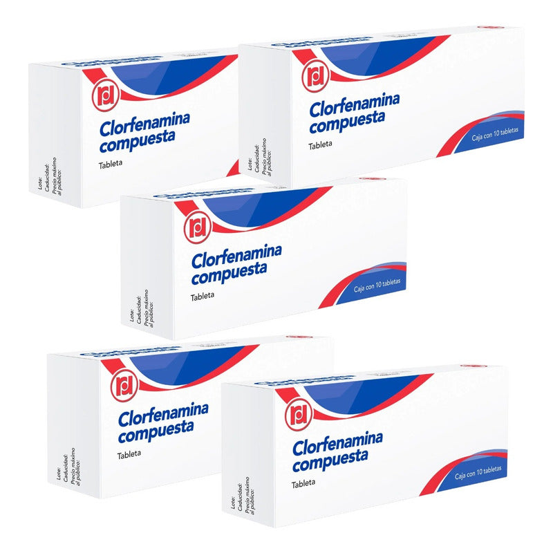 Clorfenamina Compuesta 500 Mg 5 Cjas 10 Tabletas C/u Randall