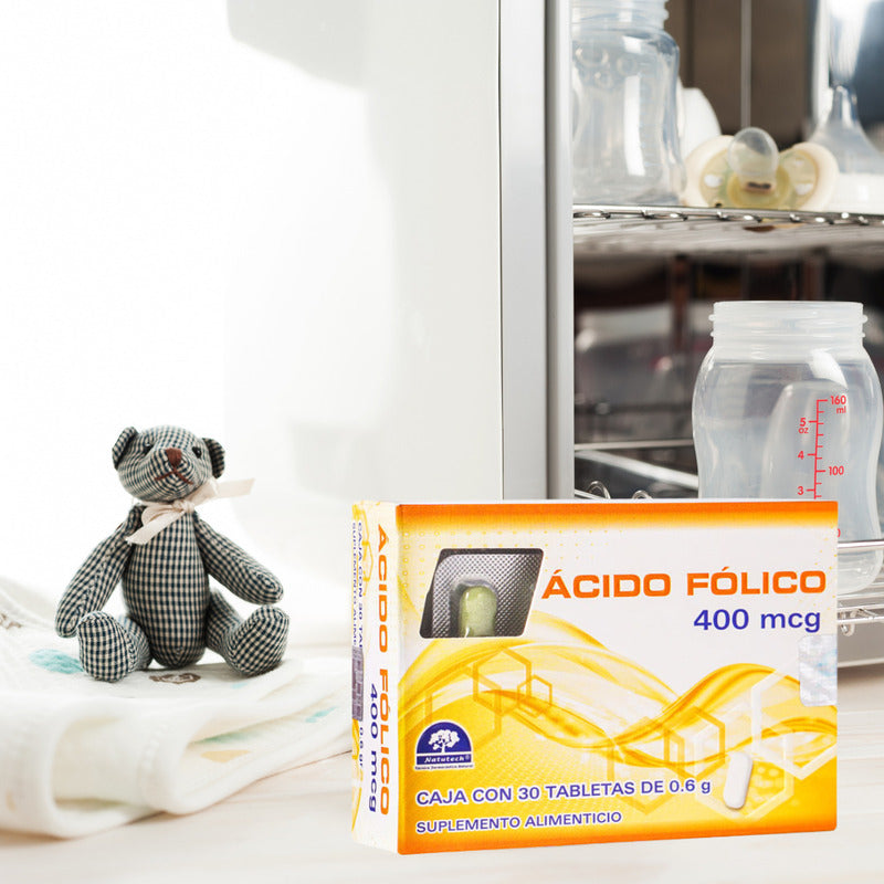 Ácido Fólico 400 Mcg 30 Tabletas Suplemento Natutech Sin Sabor