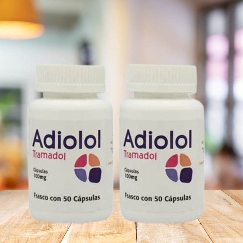 Adiolol Tramadol 100mg 2 frascos de 50 cápsulas cada uno