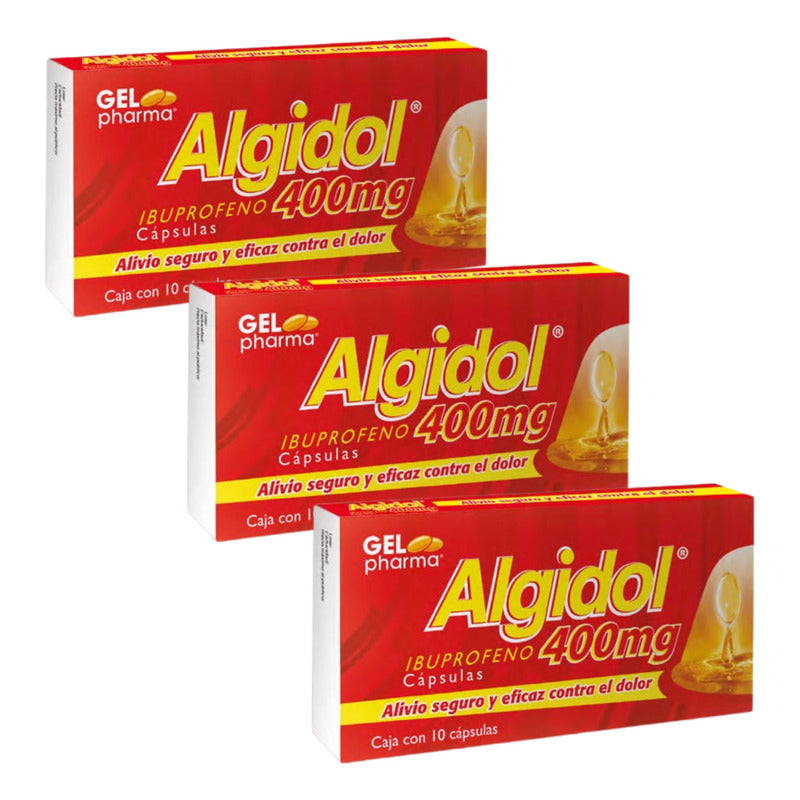 Algidol Ibuprofeno 400 Mg 3 Cajas 10 Tabletas C/u Gelpharma