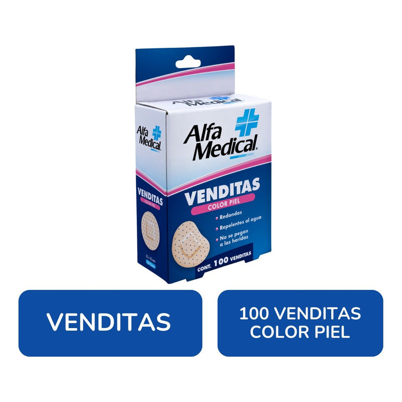 Alfa Medical Venditas Adhesivas Redondas Color Piel 100 Pzas