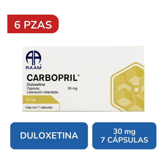 Carbopril Duloxetina 30 Mg 6 Cajas 7 Capsulas C/u Raam