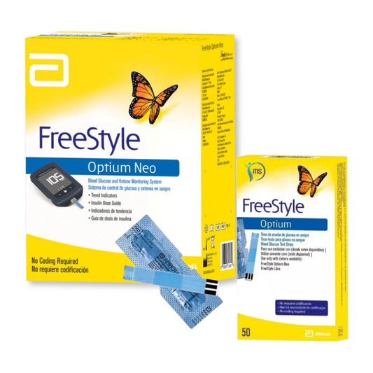 Glucómetro Freestyle Optium Neo Con 50 Tiras Y Puncionador Amarillo