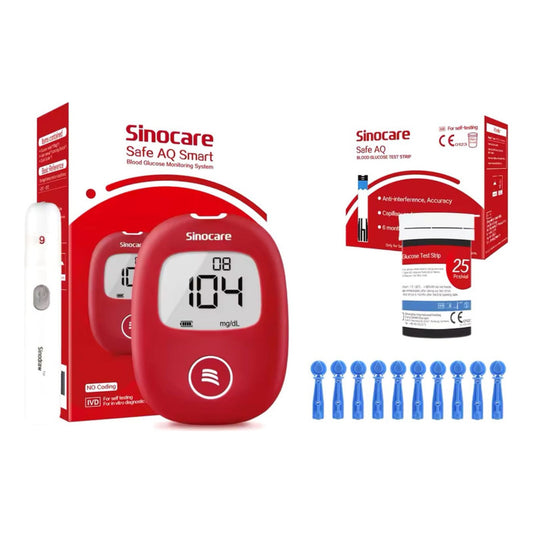 Glucómetro Sinocare Aq Smart Con 25 Tiras Y 25 Lancetas Rojo