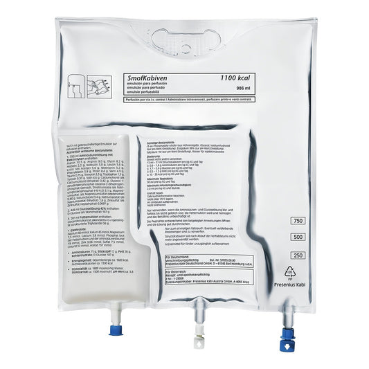 Smofkabiven Central 1100kcal 986ml C/4 Pz Fresenius Sabor Neutro