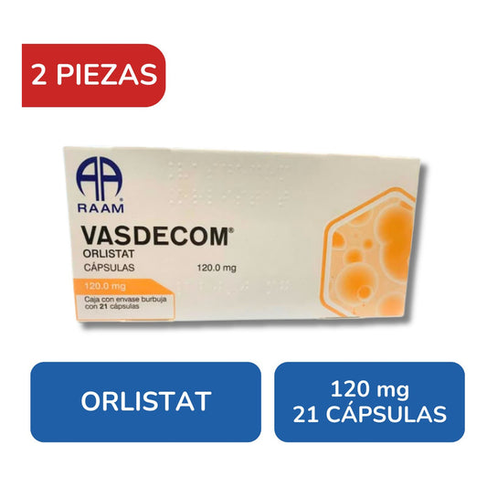 Vasdecom Orlistat 120 Mg 2 Cajas Con 21 Cápsulas