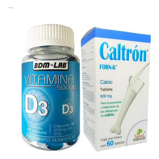 Caltron 600 Y Bdm Lab Calcio Vitamina D3 60 Tabletas Sin Sabor