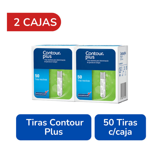 Contour Plus Paquete Con 100 Tiras Reactivas Para Glucómetro
