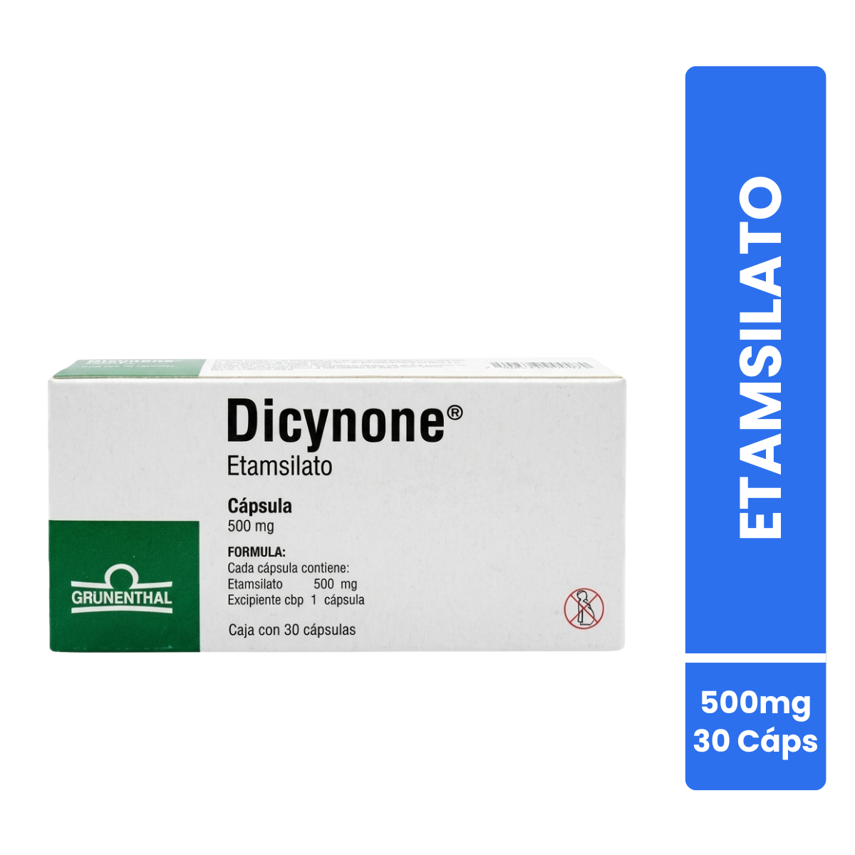 Dicynone Etamsilato 500 mg caja con 30 cápsulas Grunenthal