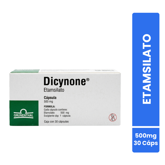 Dicynone Etamsilato 500 mg caja con 30 cápsulas Grunenthal