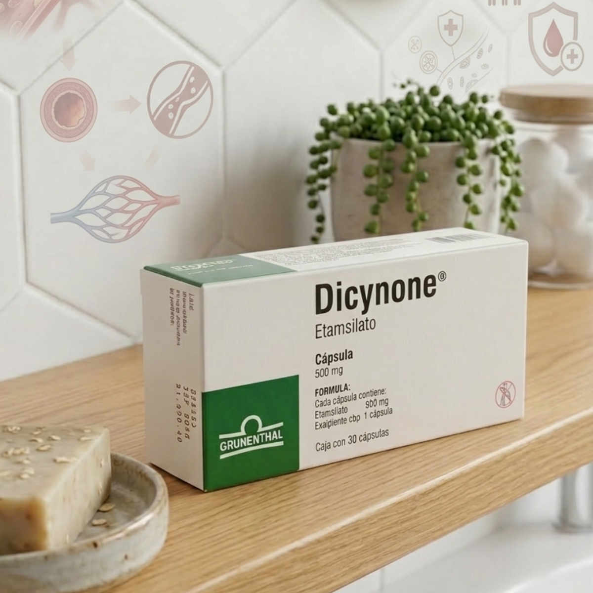 Dicynone Etamsilato 500 mg caja con 30 cápsulas Grunenthal
