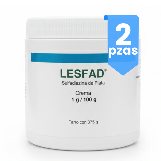 Lesfad Sulfadiazina De Plata 1g 2 Tarros 375 G Farmadextrum Sin Aroma