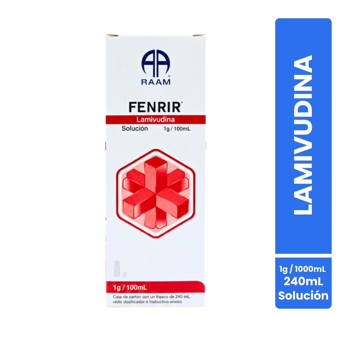 Fenrir Lamivudina 1 g / 100 mL, Jarabe Frasco de 240 mL y vaso dosificador Raam