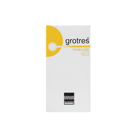 Grotres Verapamilo Solución Inyectable 5 mg / 2 mL Frasco Ámpula con 2 mL Micropharmaceuticals
