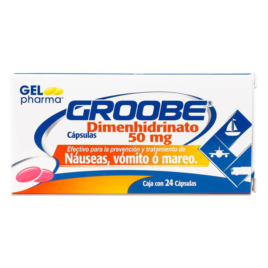 Gelpharma Groobe Dimenhidrato 50 mg Caja con 24 Cápsulas