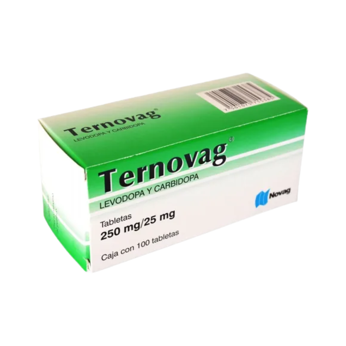 Ternovag Levodopa / Carbidopa 250 mg / 25 mg Caja con 100 tabletas Novag