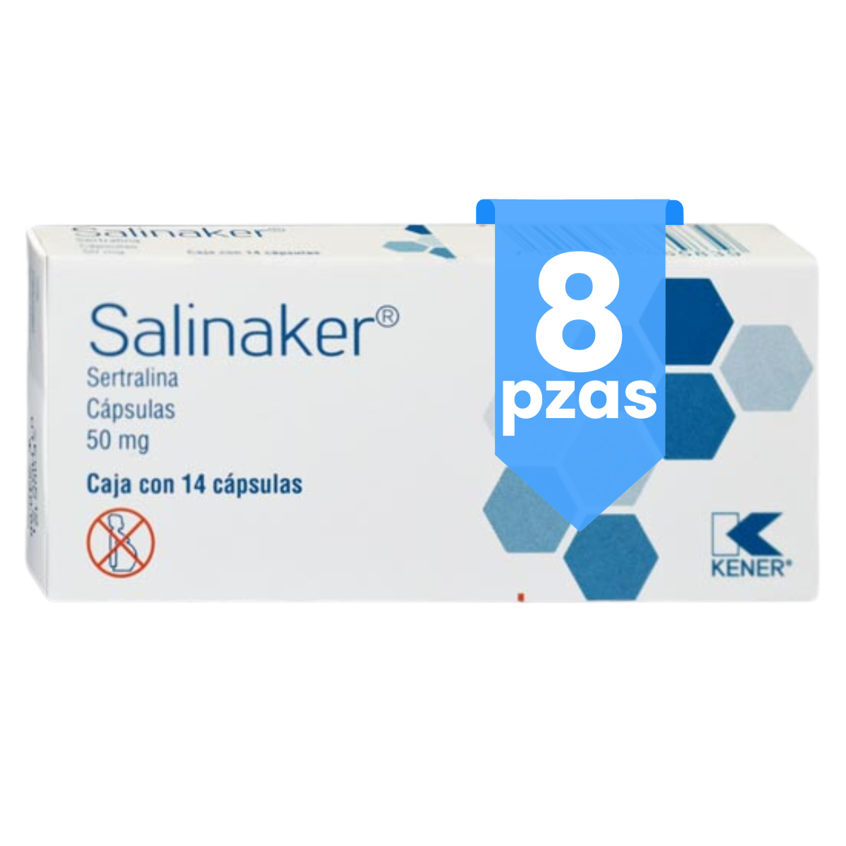 Salinaker Sertralina 50 Mg 8 Cajas De 14 Cápsulas C/u Kener