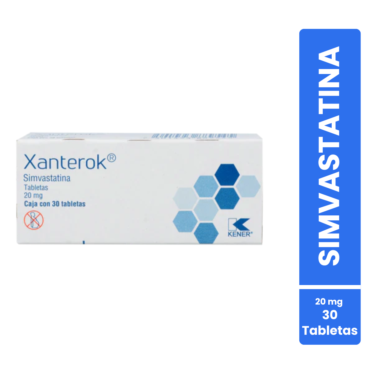 Kener Xanterok Simvastatina 20 Mg 3 Cajas con 30 Tabletas C/u Kener