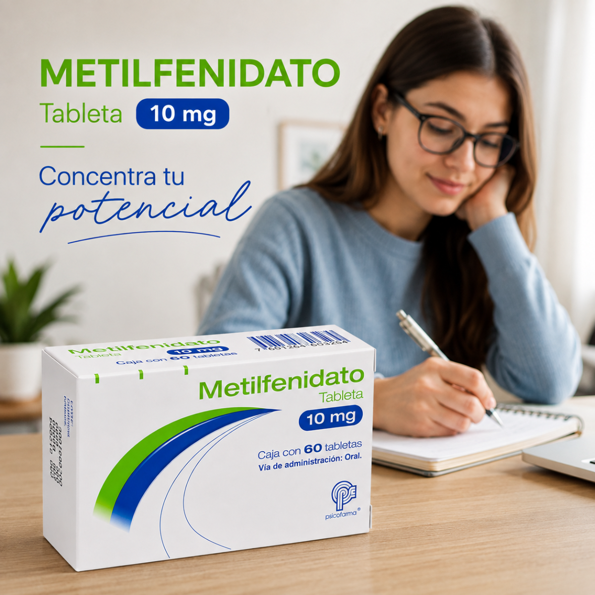 Metilfenidato 10mg con 60 Tabletas