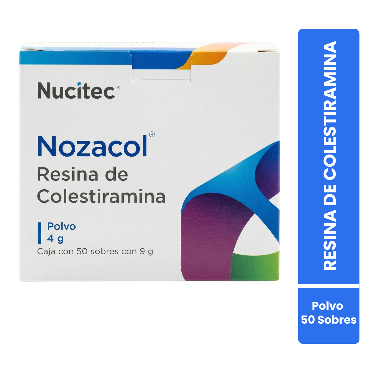 Nozacol Resina de Colestiramina Polvo 4 g Caja con 50 sobres con 9 g