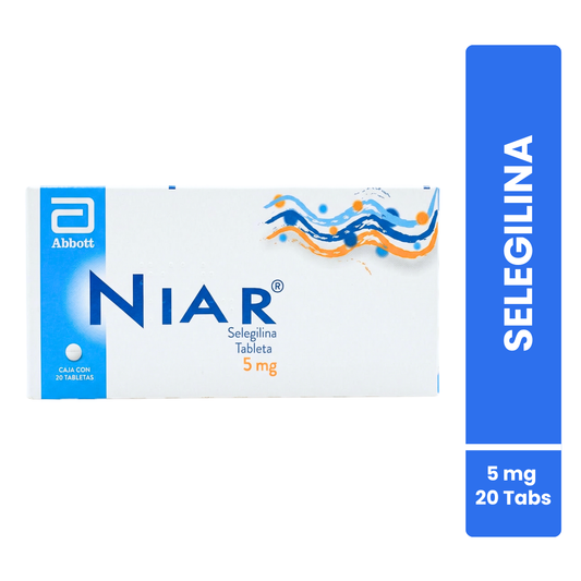 Niar Selegilina 5 mg caja con 20 tabletas Abbott